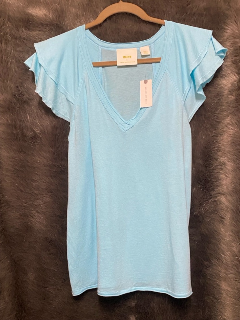 🩵NWT🩵 Maeve Catie Ruffle-Sleeve Tee, Size S, Sky